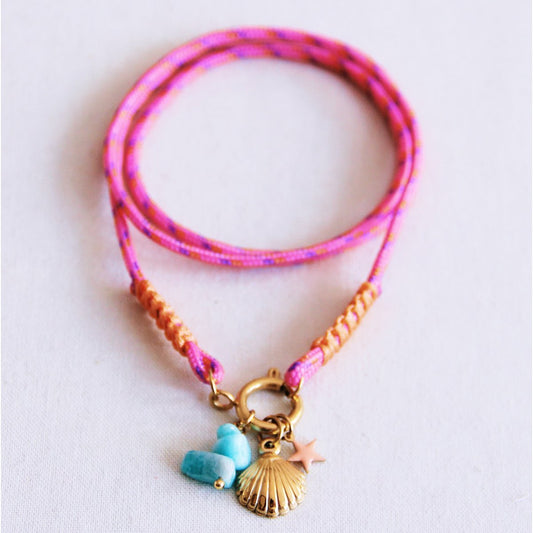 Ketting met bedels - roze/oranje