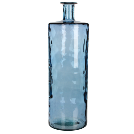 Guan Bottle Vase - H75 x Ø25 cm - Recycled Glass - Blue