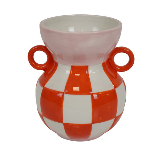 Vase - Jug - Ceramic - orange/pink -14.5x14x17cm