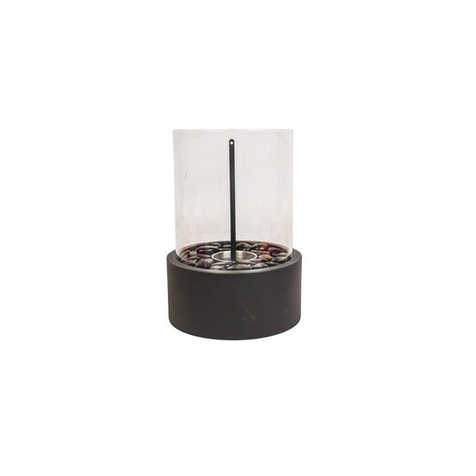 Table burner - Round - metal/glass - black - 21x21x28 cm