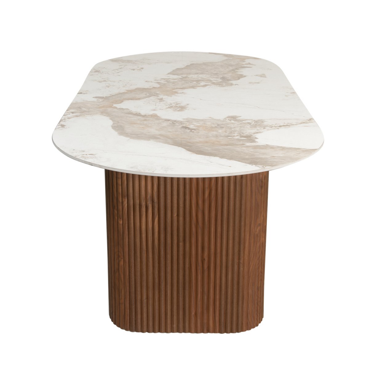 Eettafel keramiek marmer dubbele poot