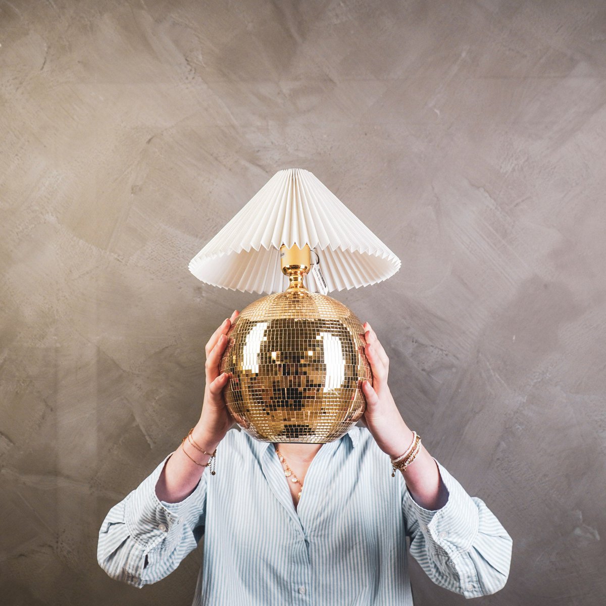 Lamp - Disco Ball - Glass - Gold - 20x20x20cm
