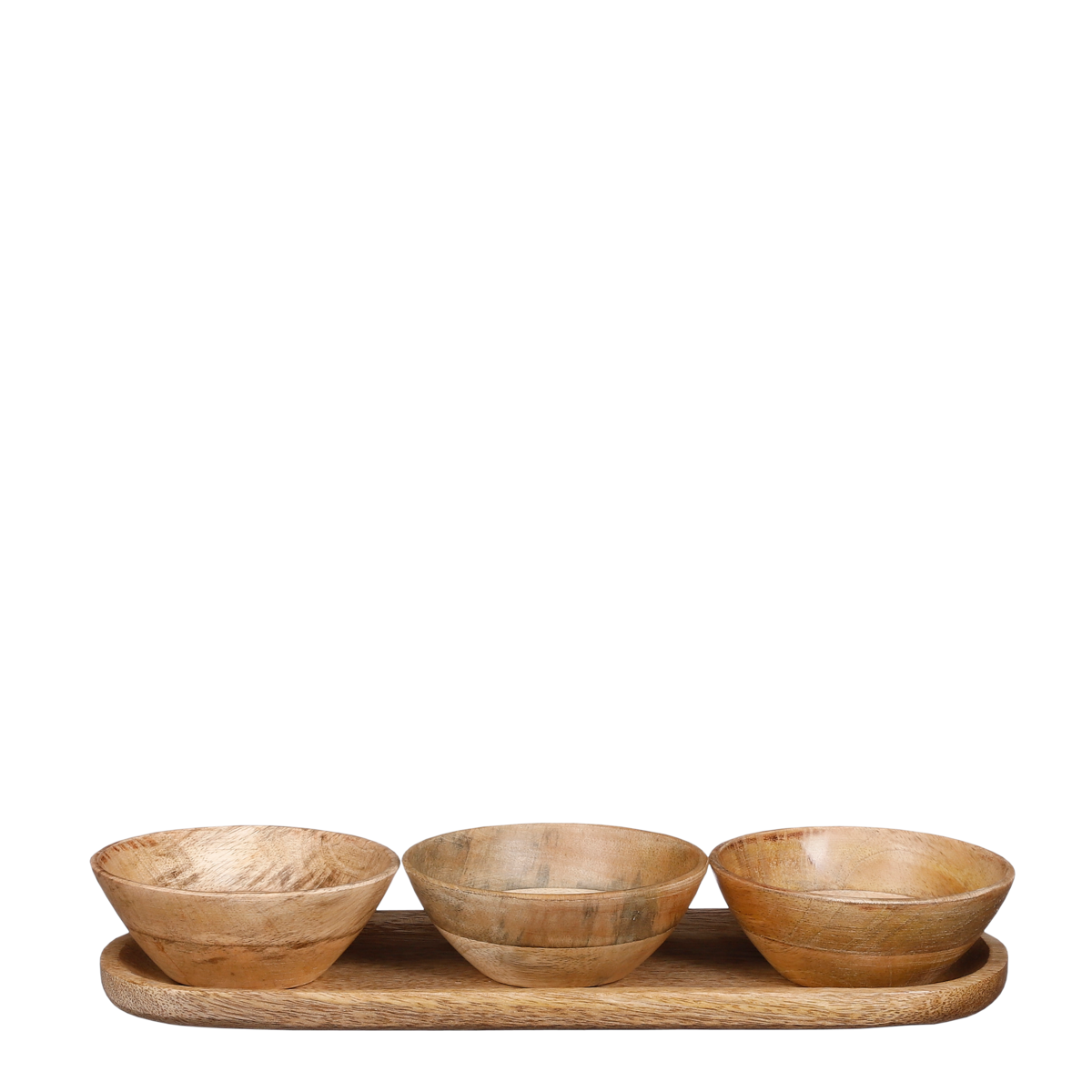 Tomar Bowls and Tray - Mango Wood - Light Brown