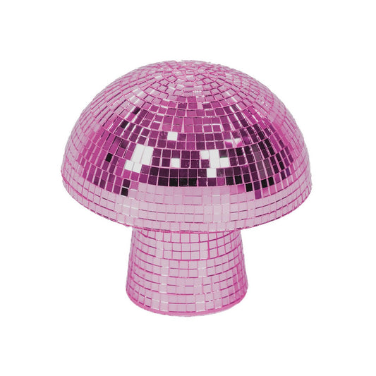 Ornament - Disco -Mushroom - glas - roze- 14x14x14cm