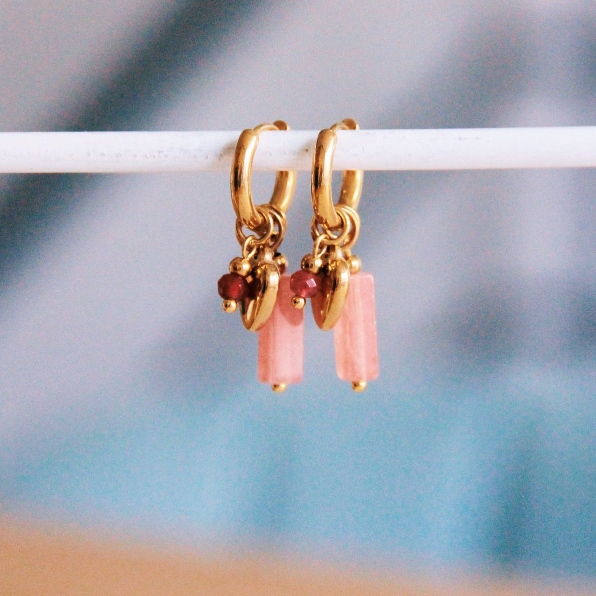 Earring with charms - pink