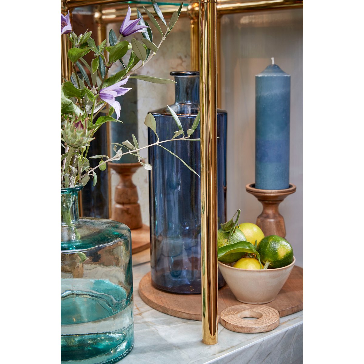 Guan Bottle Vase - H40 x Ø15 cm - Recycled Glass - Blue