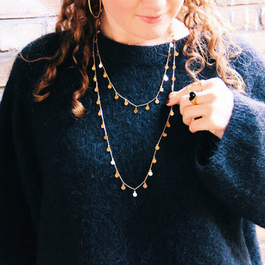 Lange ketting met muntjes - goud
