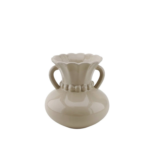 Vase - pearl neck - stoneware sand - 14x14x15cm