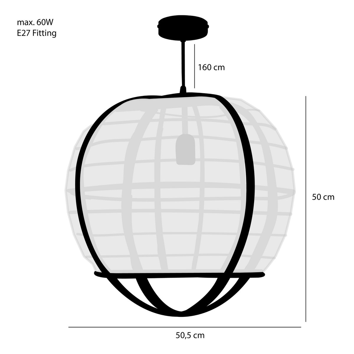 Pella Hanging Lamp - H50 x Ø51 cm - Linen - Off-white