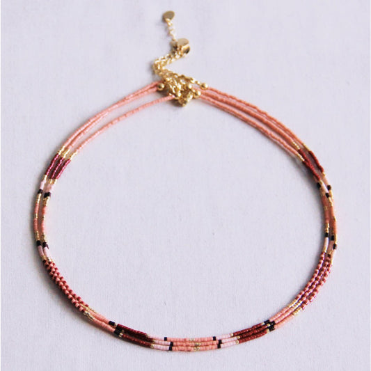 Kralen ketting roze en nude tinten