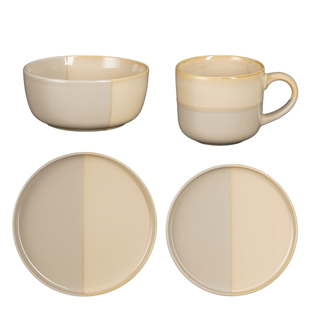 Ozzu Serviesset 4 Persoons - Grijs/Beige
