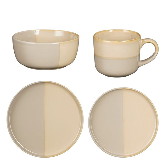Ozzu Serviesset 4 Persoons - Grijs/Beige