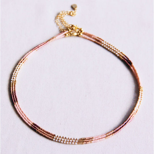 Kralen ketting nude/wit/taupe