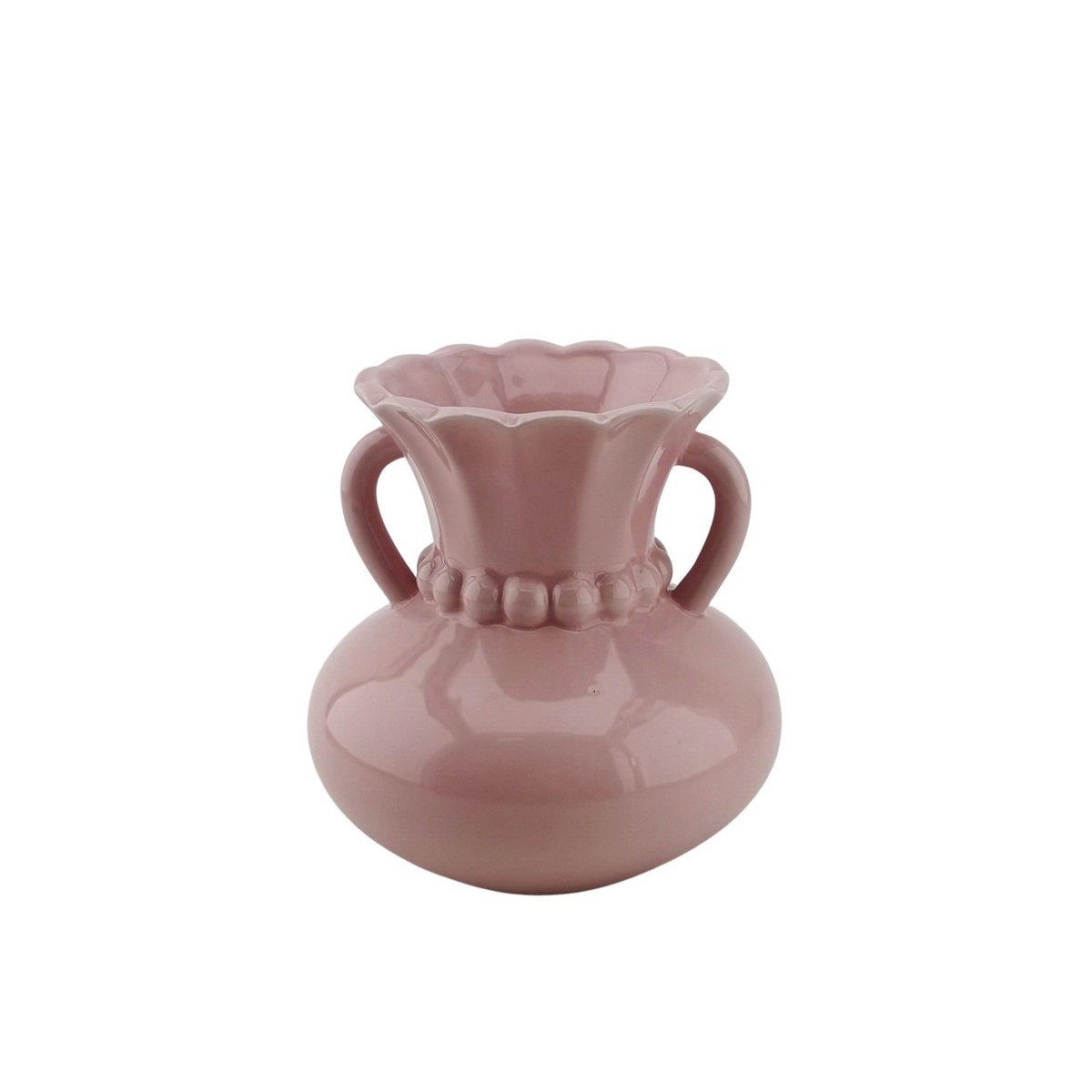 Vase - pearl neck - stoneware light pink - 14x14x15cm