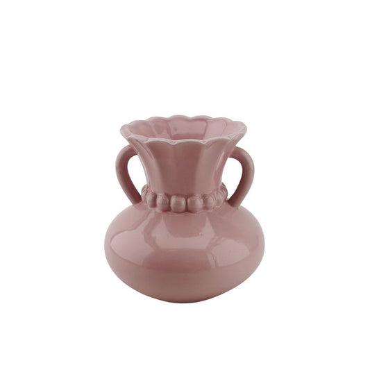Vase - pearl neck - stoneware light pink - 14x14x15cm