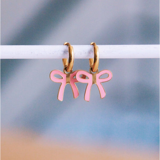 Oorhangers met roze strik