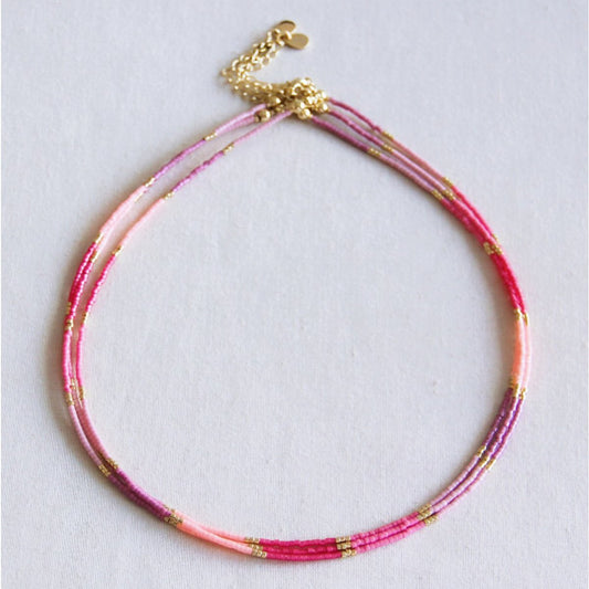 Kralen ketting roze mix