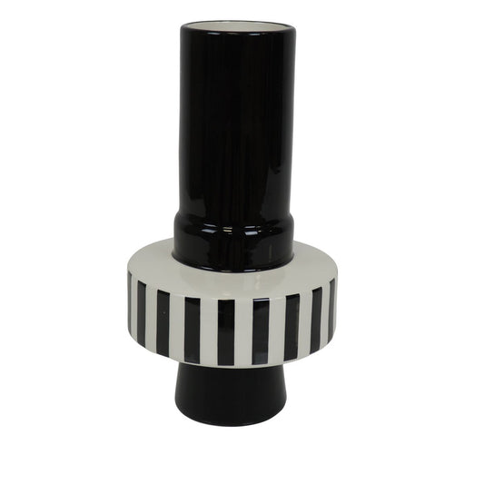 Vase - Stripe - Ceramic - black/white -14x14x26 cm