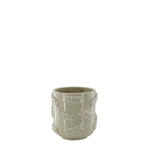 Pot - 'FUCK' - Keramiek - Beige - 11x11x11,5cm