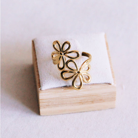 Ring bloem - verstelbaar goud