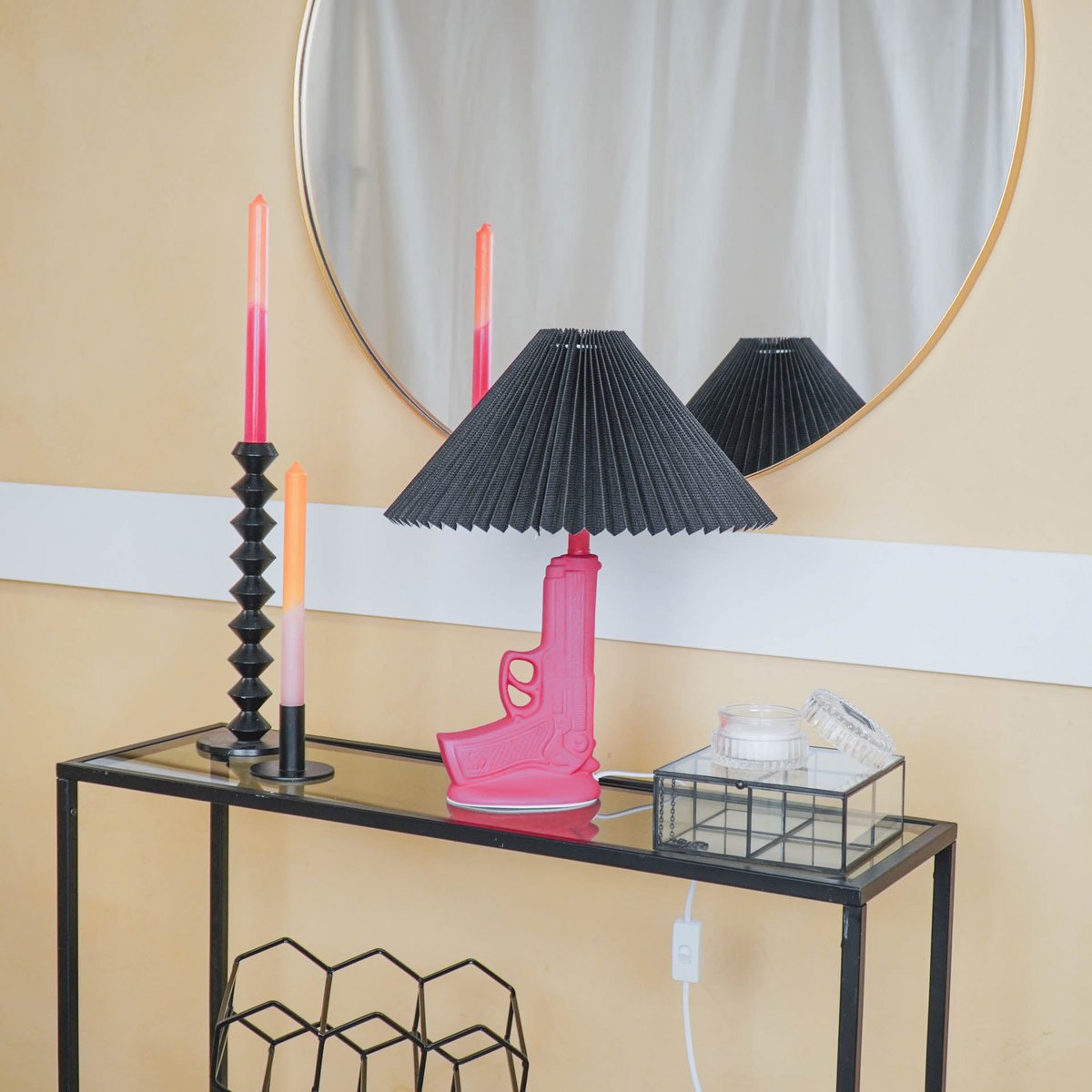 Lampshade - Pleated - Polyester - Black - 8x35x21cm