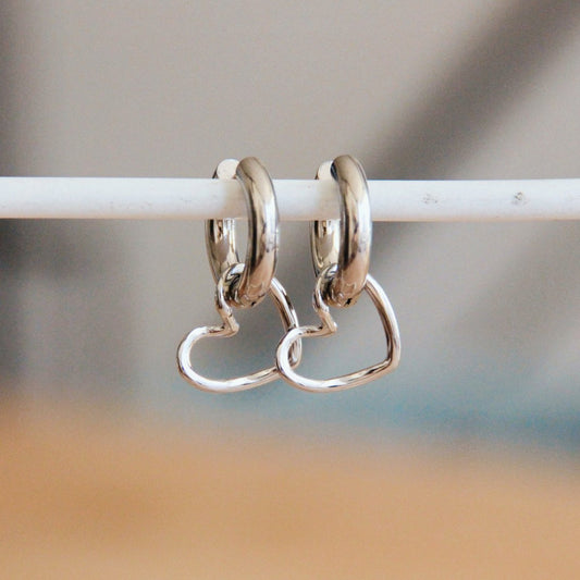 Wide hoop with open heart - silver