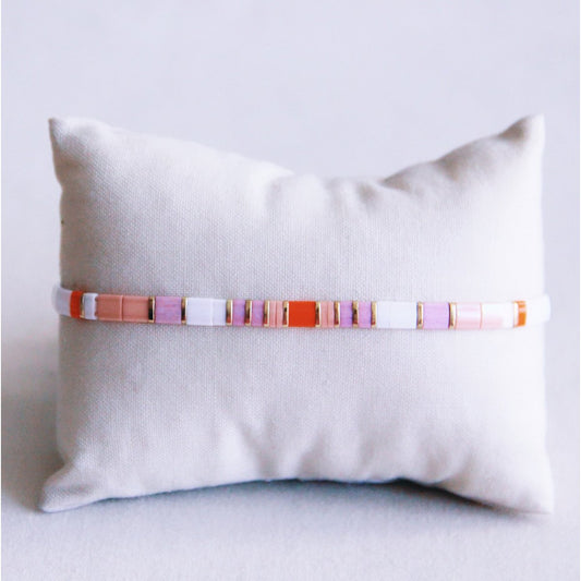 Tila kraal armband wit/paars/zalm/oranje