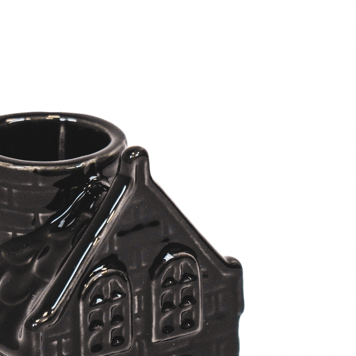 Candle holder - House - Ceramic - Black - 6x5.5x11cm