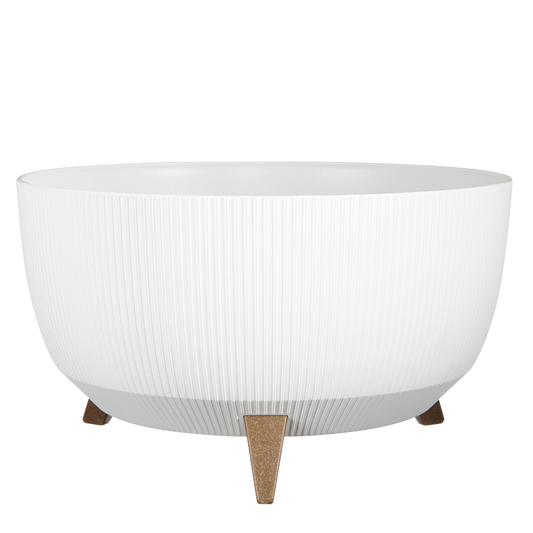 Doppio Flower Pot on Legs - H22 x Ø47 cm - Recycled Plastic - FSC Mix - White