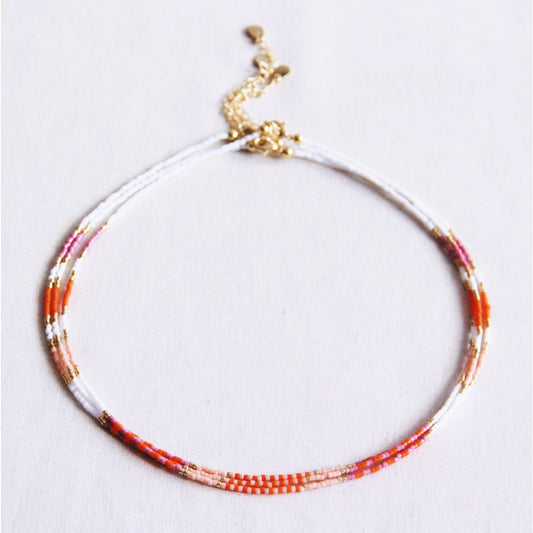 Ketting kralen - wit/paars/oranje/roze