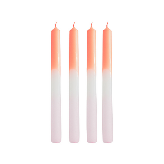 Candles -dip dye tapered - neon orange/white/light pink - S4 - 2.1x25 cm
