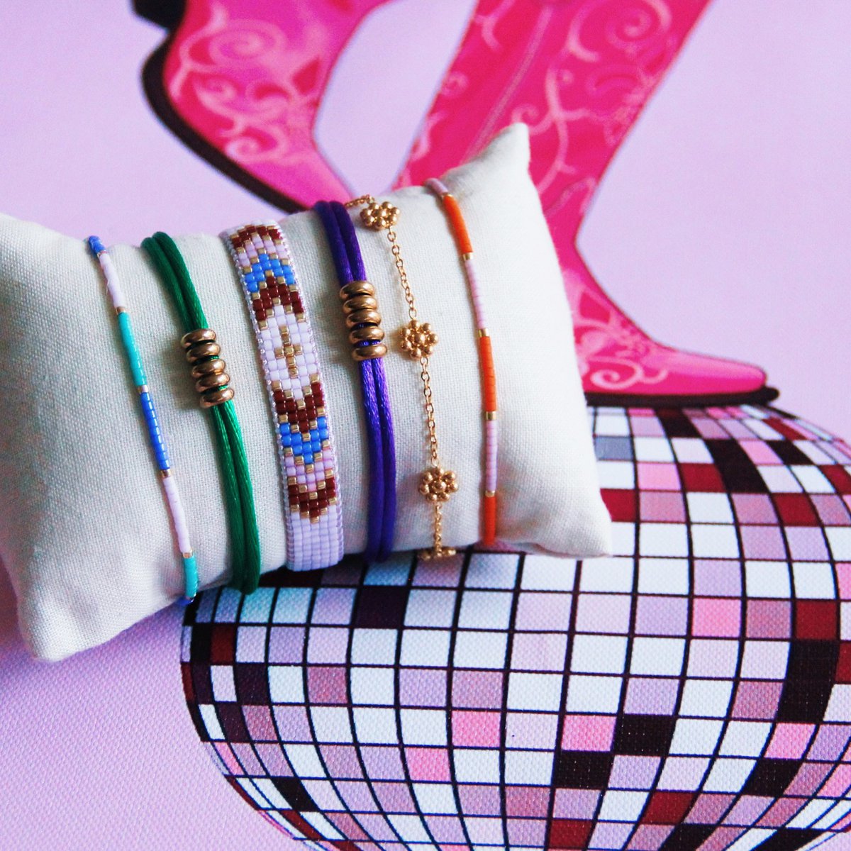 Miyuki armband - lila/mint/paars