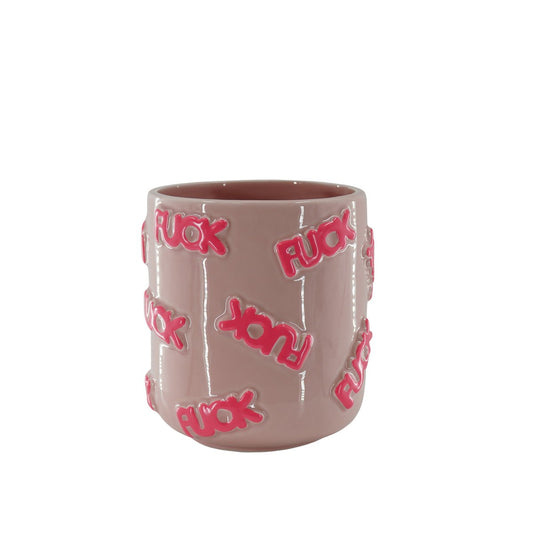 Pot - 'FUCK' - Keramiek - Roze - 17,5x17,5x17,5cm