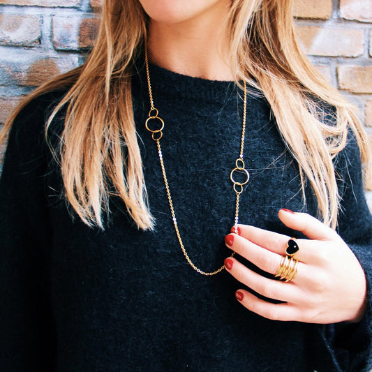 Lange ketting met ronde details - goud